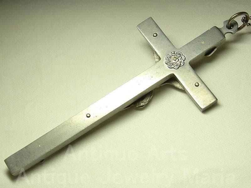 c1592【大型サイズ】フランス アンティーク クロス（軽金属＋黒檀）