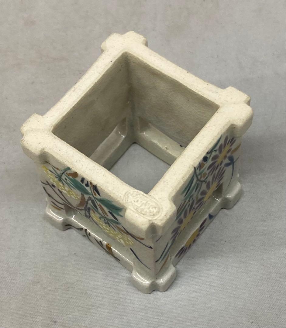 B534b「秋草図 井戸蓋置」宮川香雲作　竜谷　共布共箱