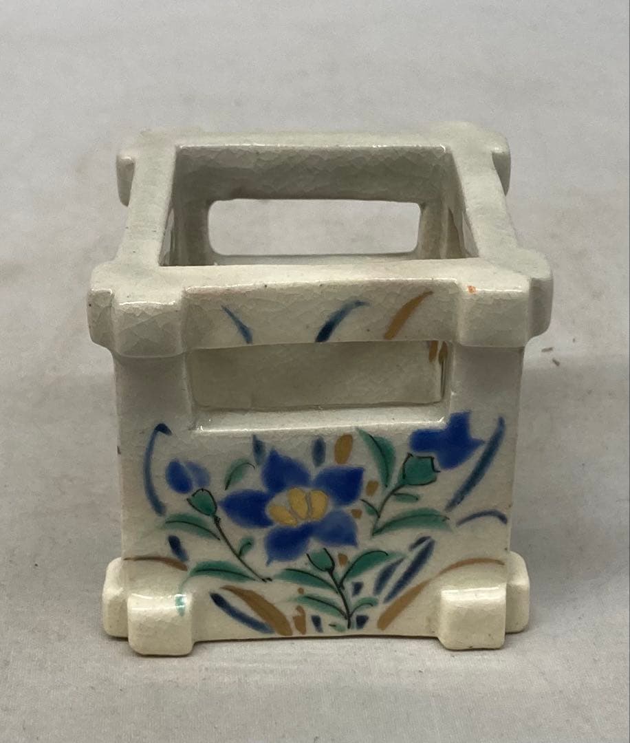 B534b「秋草図 井戸蓋置」宮川香雲作　竜谷　共布共箱