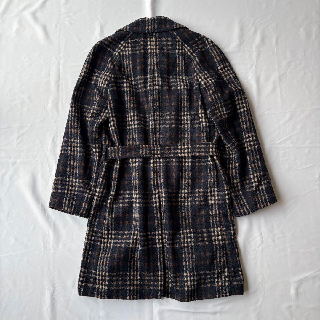LARDINI ラルディーニ チェック チェスターコート ウール ガウン 50