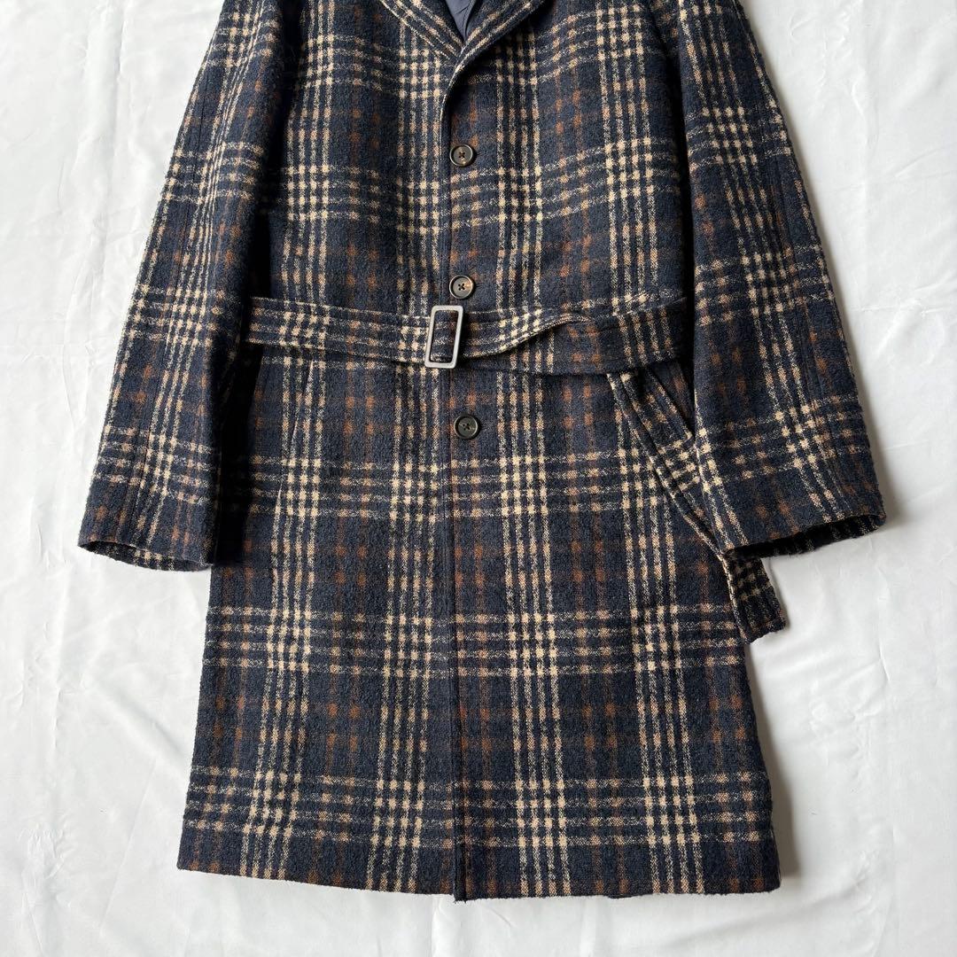 LARDINI ラルディーニ チェック チェスターコート ウール ガウン 50