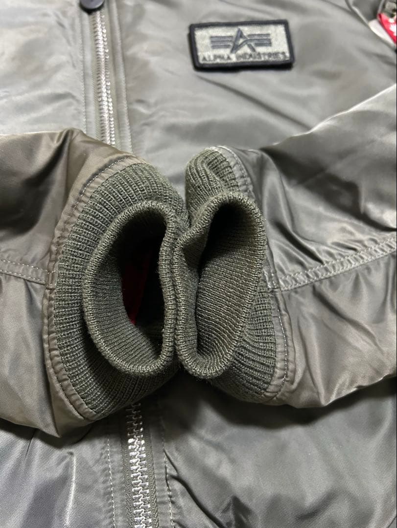 ALPHA MA-1 フライトジャケット エンブレム 刺繍 Lサイズ カーキ