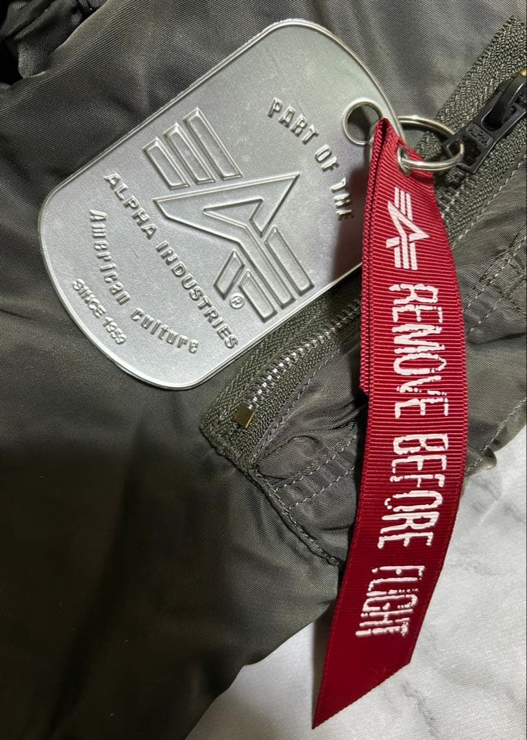 ALPHA MA-1 フライトジャケット エンブレム 刺繍 Lサイズ カーキ