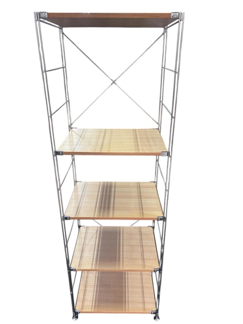 【中古】無印良品　ステンレスユニットシェルフ　オーク材棚セット