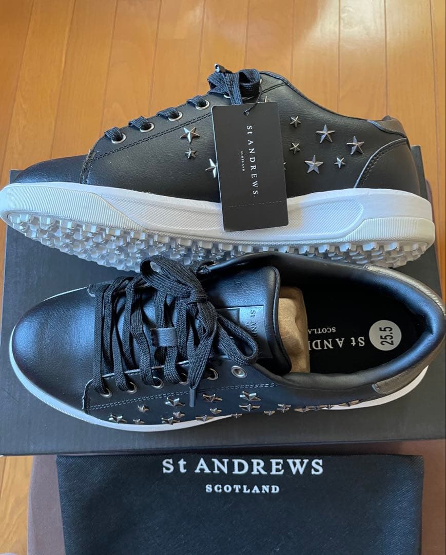 St ANDREWS ブラック スニーカー 25.5cm