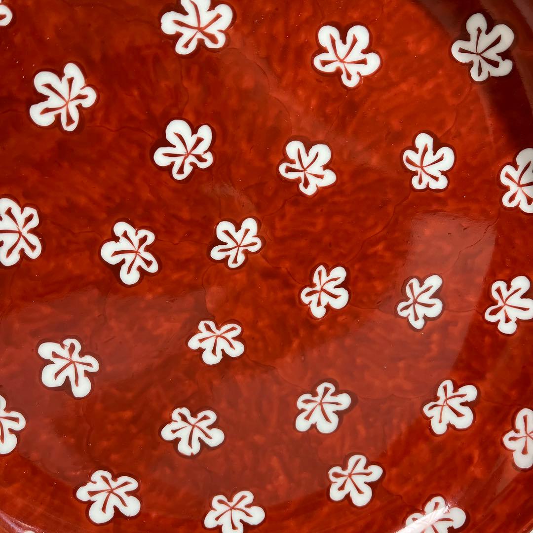 まぁこ❣️源右衛門　赤絵梅紋　大皿27.5cm