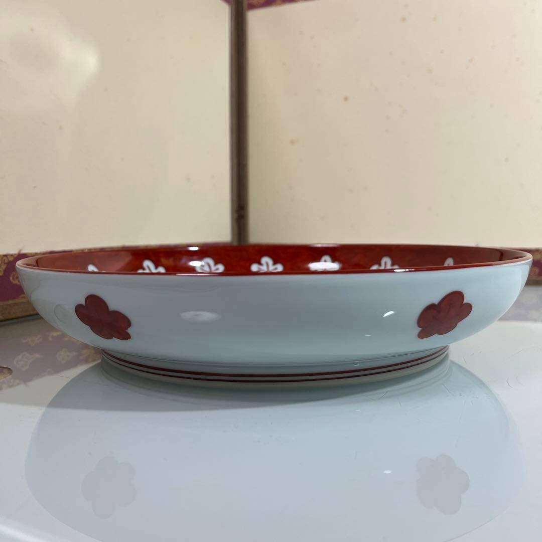まぁこ❣️源右衛門　赤絵梅紋　大皿27.5cm