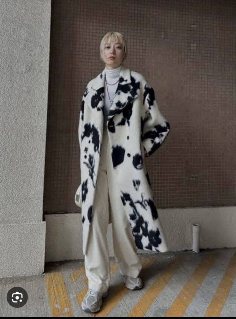 美品 AMERI UND SHADOW FLOWER WOOL COAT S