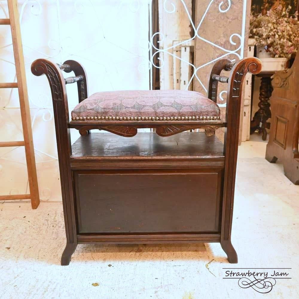 L3705-207 英国アンティーク ベンチ スツール ピアノスツール 収納