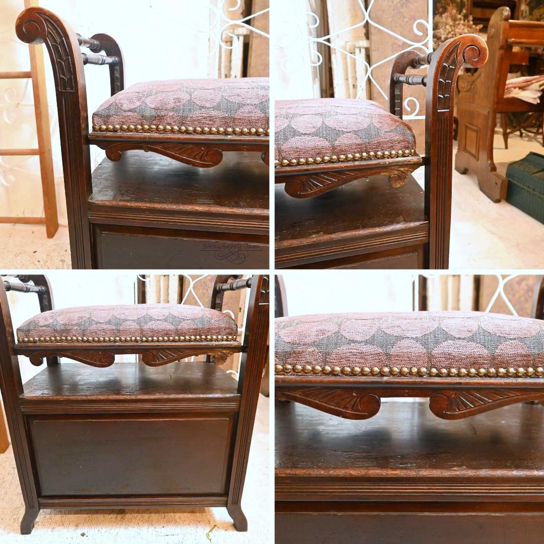 L3705-207 英国アンティーク ベンチ スツール ピアノスツール 収納