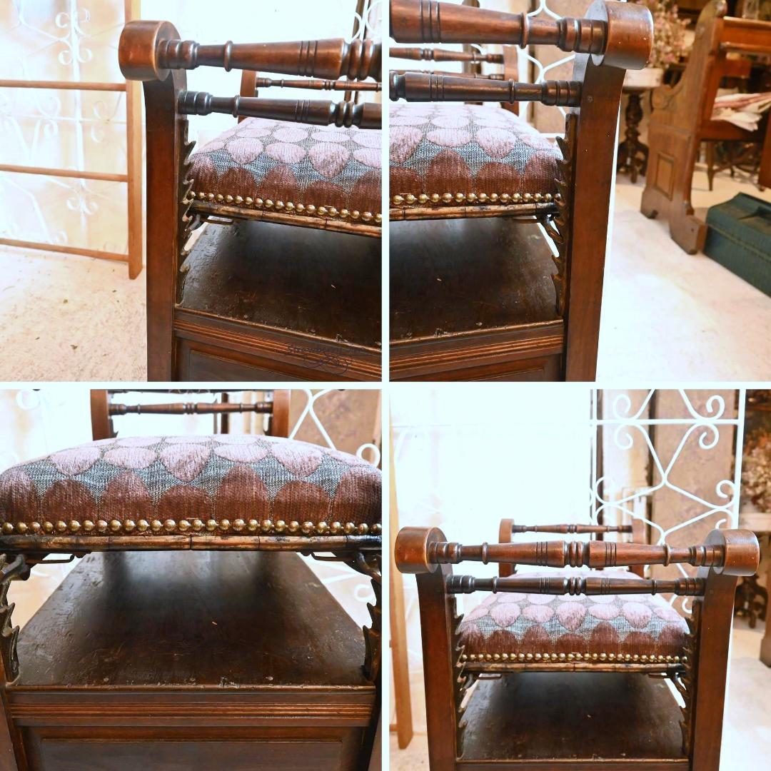 L3705-207 英国アンティーク ベンチ スツール ピアノスツール 収納