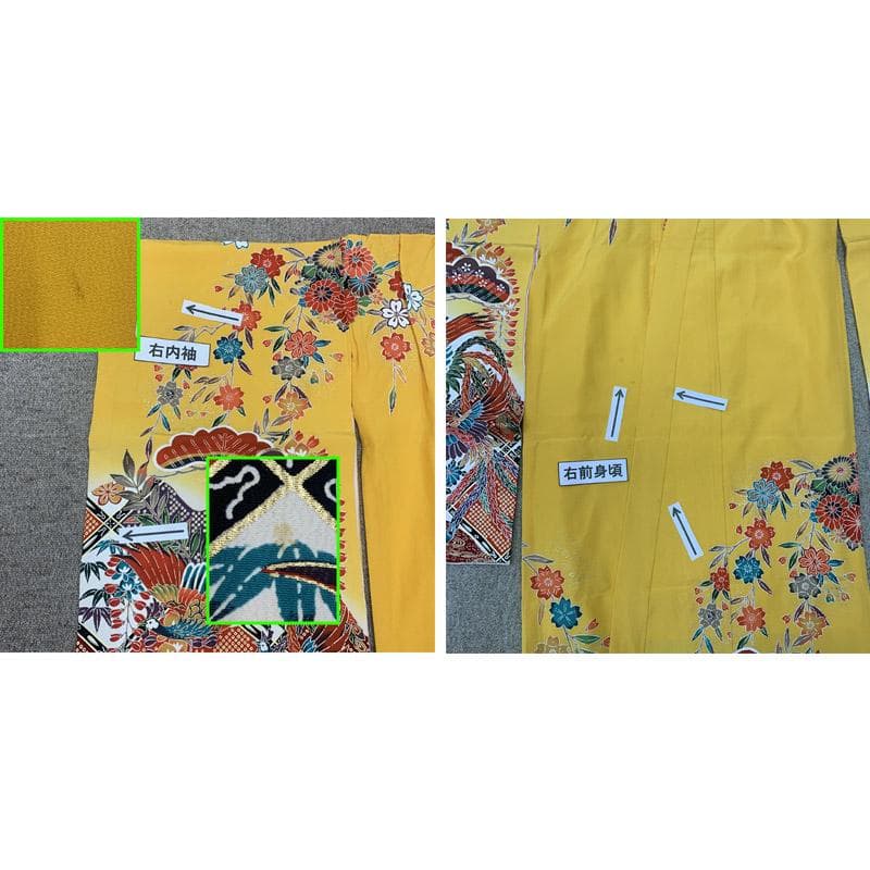 503ag93■七五三 七歳 女児 着物&六通袋帯&長襦袢 鳳凰 金彩■状態良好