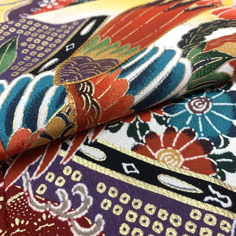 503ag93■七五三 七歳 女児 着物&六通袋帯&長襦袢 鳳凰 金彩■状態良好