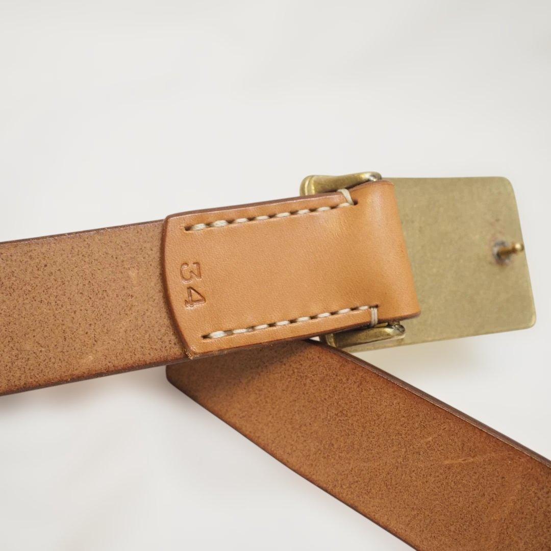 天神ワークス レザーベルト ベージュ 34インチ 80-90センチ