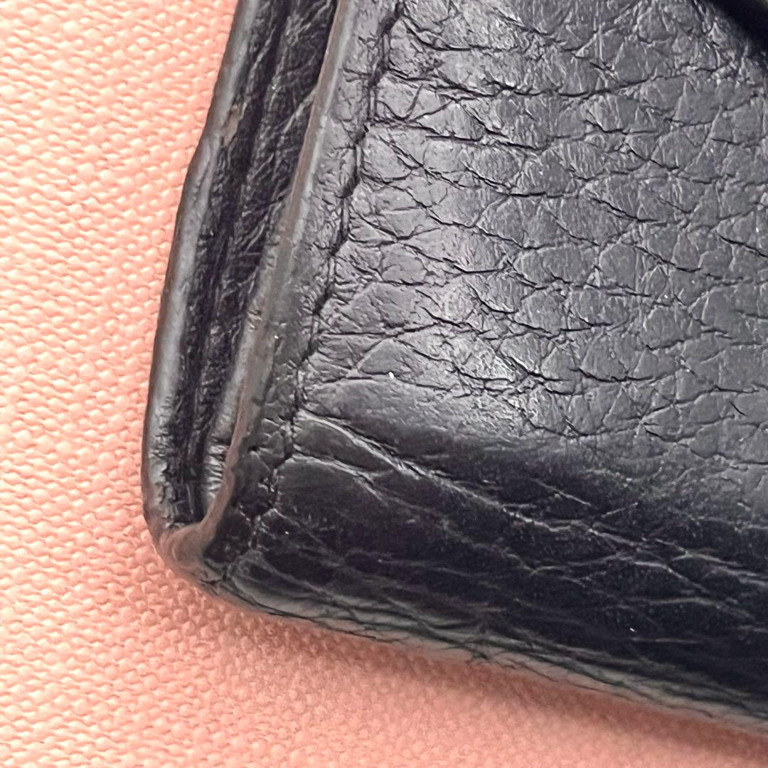 miu miu ミュウミュウ ロゴ ブラック レザー 二つ折り財布　0127-②