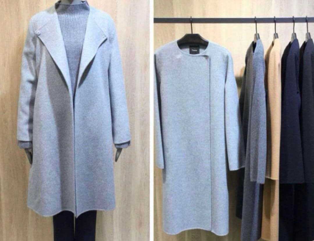 セオリーリュクス　カシミヤ　ウール　ノーカラー　コート