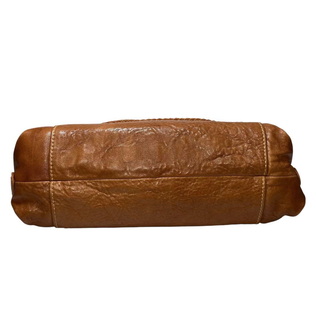 genten　ウールシープ本革　メッセンジャーバッグ　クロスボディ　飴色ブラウン