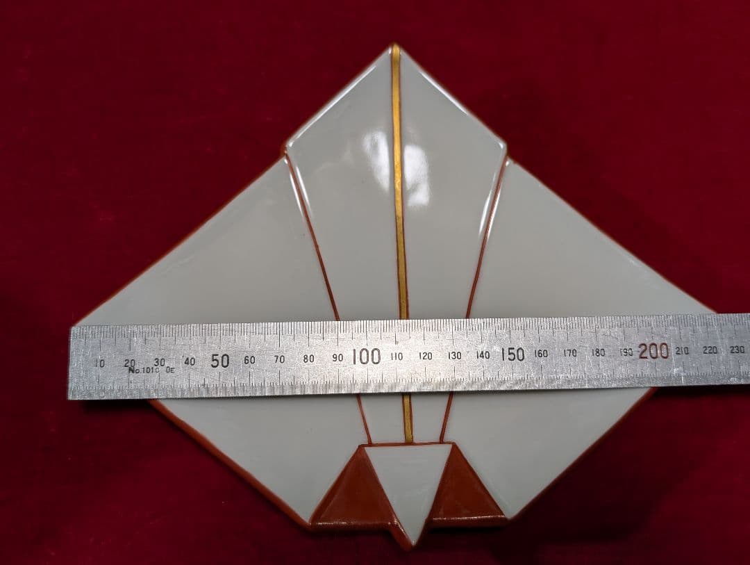 京焼　清水焼　盛皿　向付　 懐石 　脚付　折鶴　共箱入 禎山窯　川尻一寛