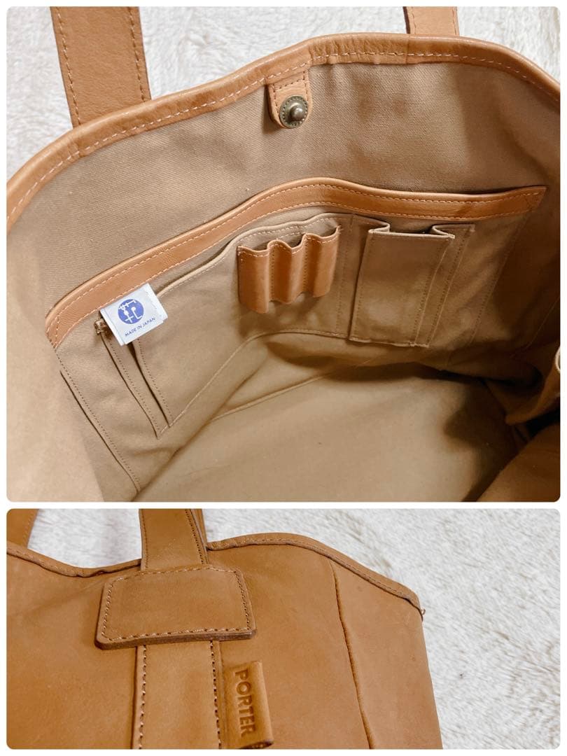 希少 廃盤品 PORTER ポーター オールレザー キャメル トートバッグ 船型