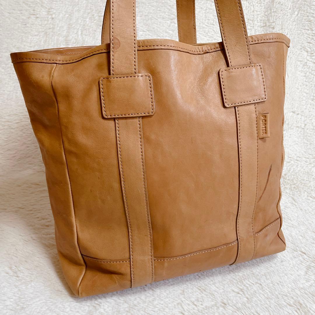希少 廃盤品 PORTER ポーター オールレザー キャメル トートバッグ 船型
