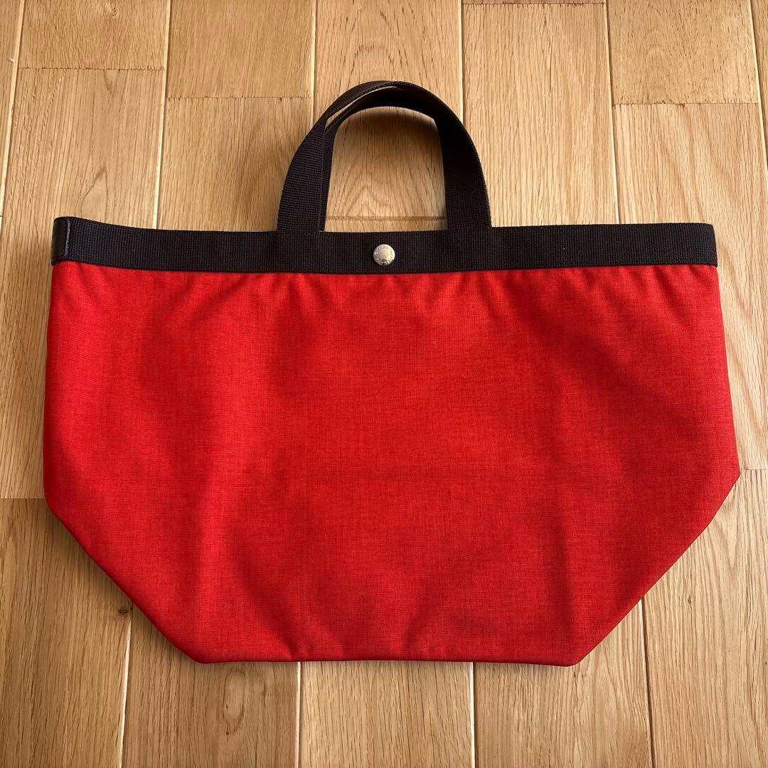 エルベシャプリエ 舟形 トートバッグ キャンバス ブラウン×レッド　L