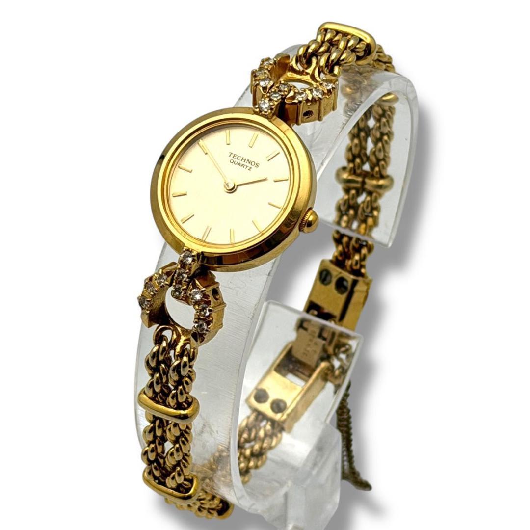 稼働 テクノス 腕時計 レディース クォーツ P8B0144 ラインストーン