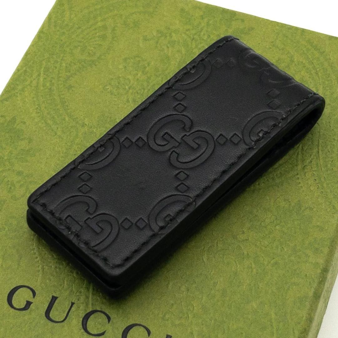 【超極美品】GUCCI マネークリップ　GGドリアン　レザー　黒