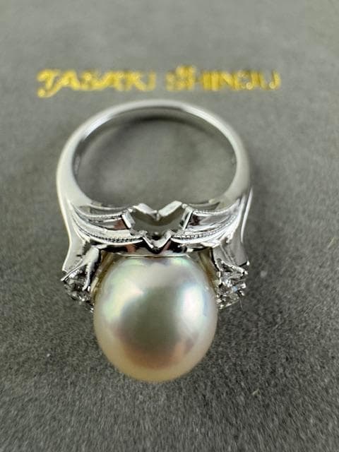 TASAKI 田崎真珠 Pt900 パールリング 約9mm ダイヤ0.20ct