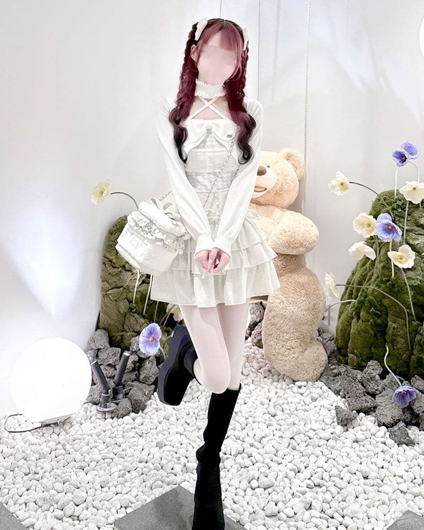 HONEYMEW チョーカー付きビッグリボンアンサンブルトップス ハニーミユウ