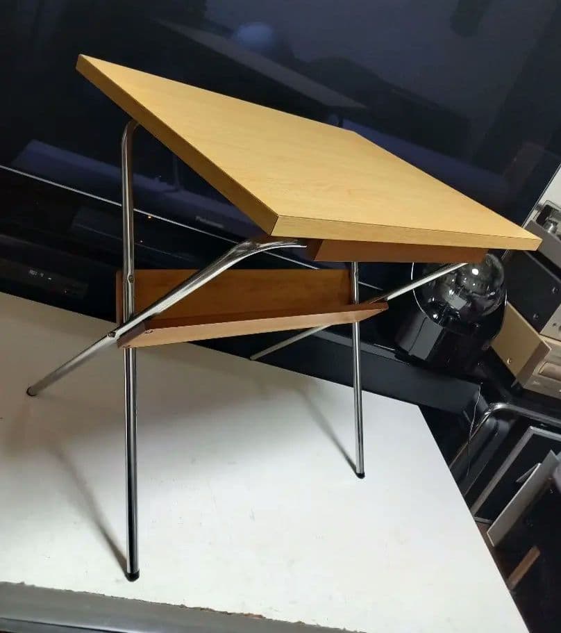 1980's　ミッドセンチュリー　モダン　メタル　ウッド　折り畳み式　テーブル