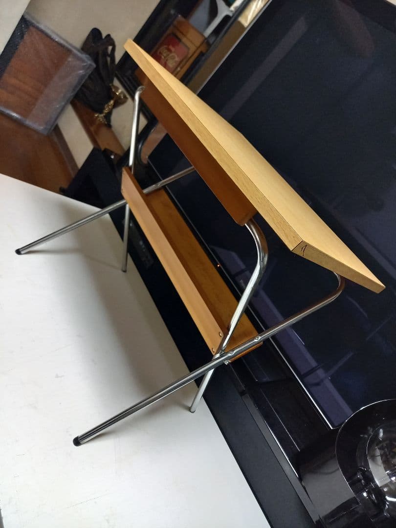 1980's　ミッドセンチュリー　モダン　メタル　ウッド　折り畳み式　テーブル