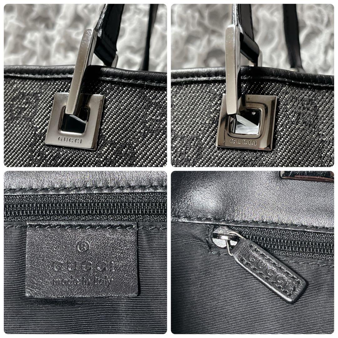 トートバッグ　グッチ　肩掛け　ショルダー　A4 GG キャンバス　黒　通勤