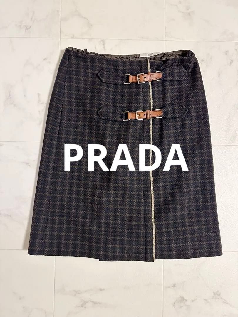 最終価格 PRADA プラダ スカート チェック トラッド 40 L