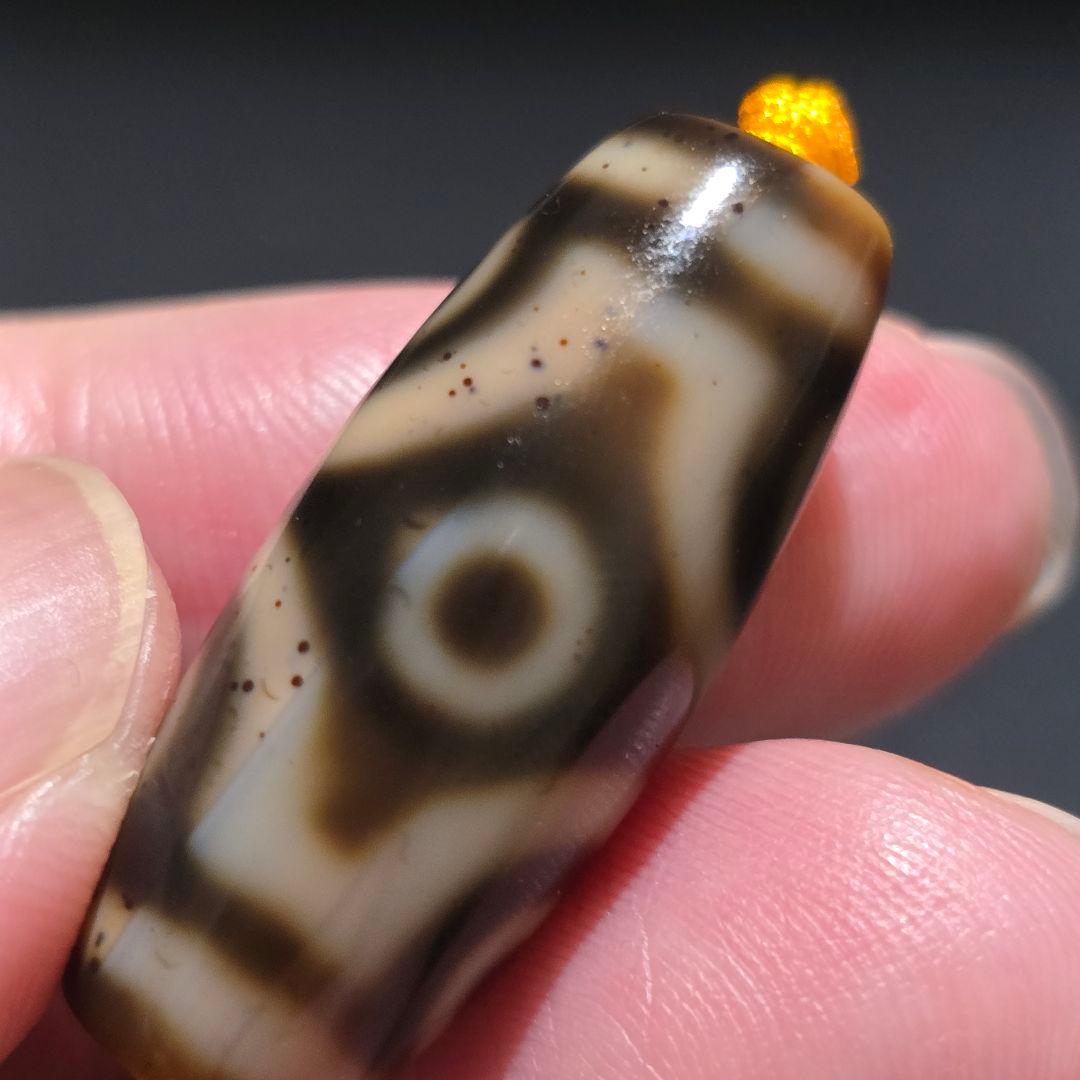 19 老礦天珠　六眼天珠　朱砂　天珠　天然石　御守り　ブレスレット　ネックレス