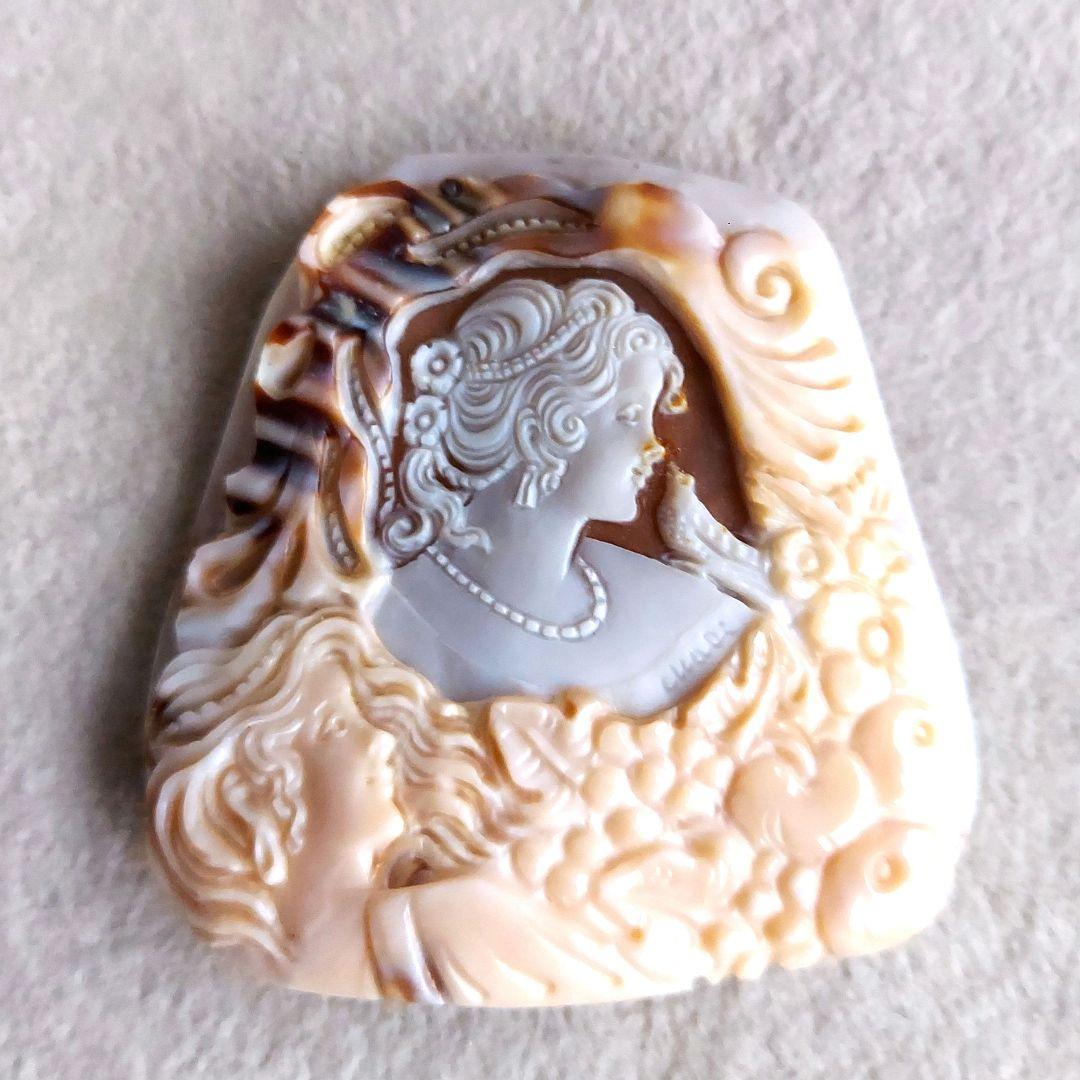 少女と小鳥　シェル　カメオ　ルース