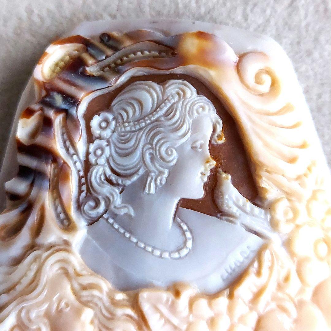 少女と小鳥　シェル　カメオ　ルース