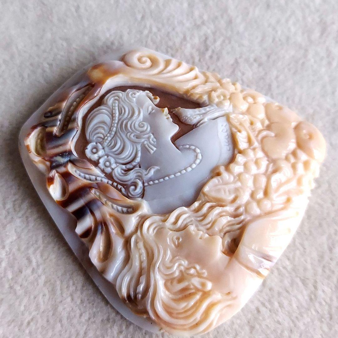 少女と小鳥　シェル　カメオ　ルース