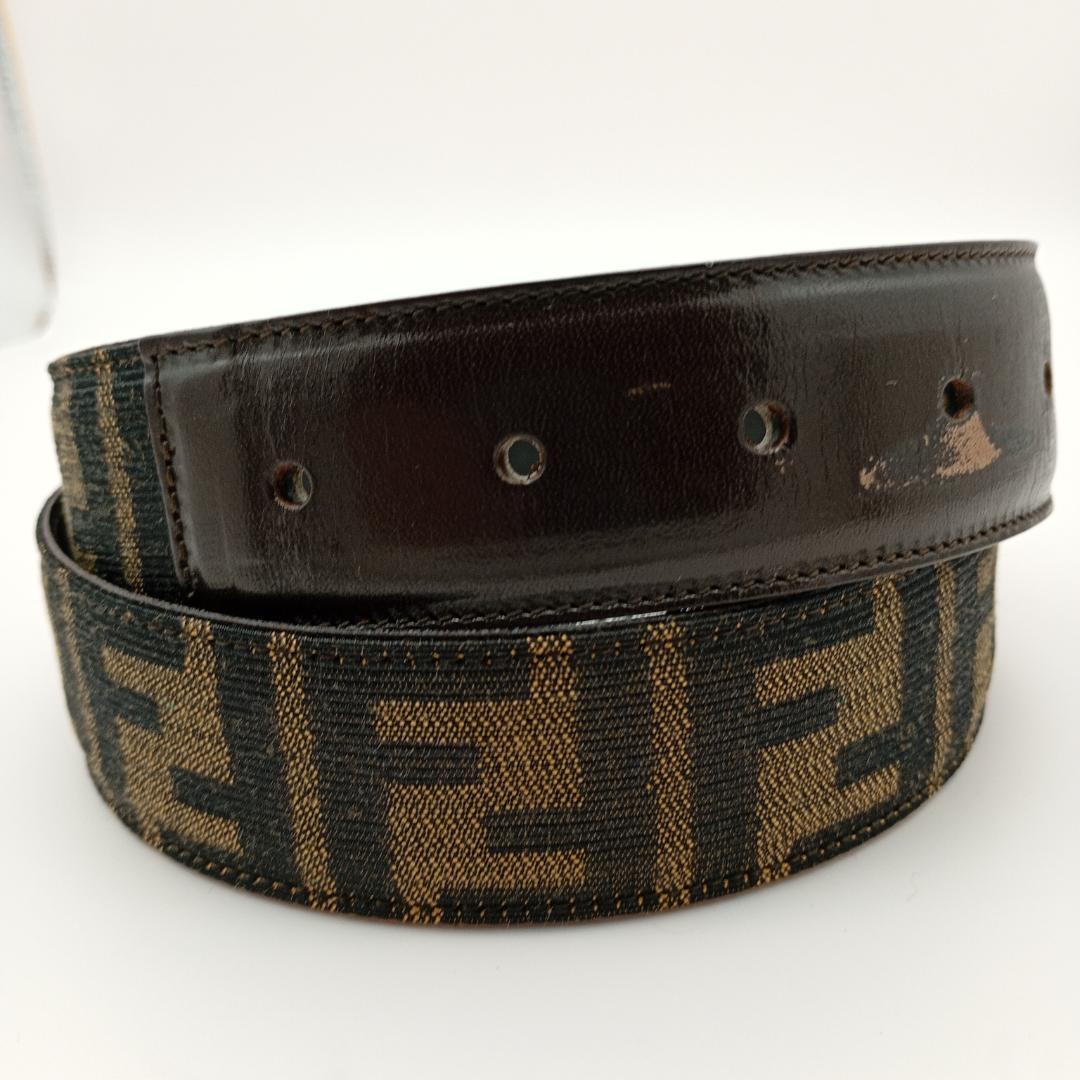 FENDI ベルト　ズッカ　ゴールドバックル　ブラウン