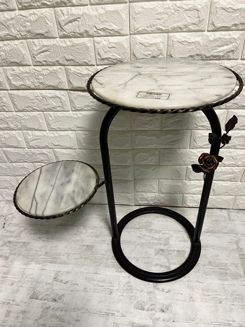 天然大理石 サイドテーブル ラウンド テーブル 花台 飾り台