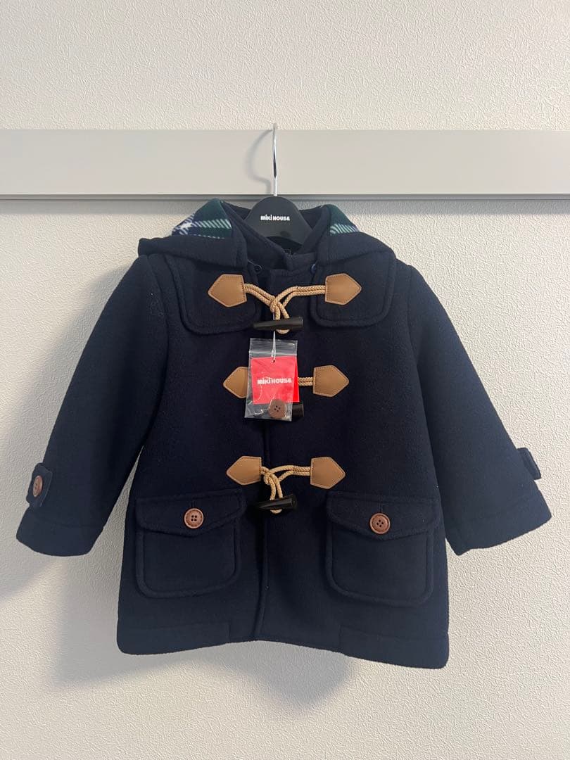 ミキハウス フリースダッフルコート ネイビー フード付き 90
