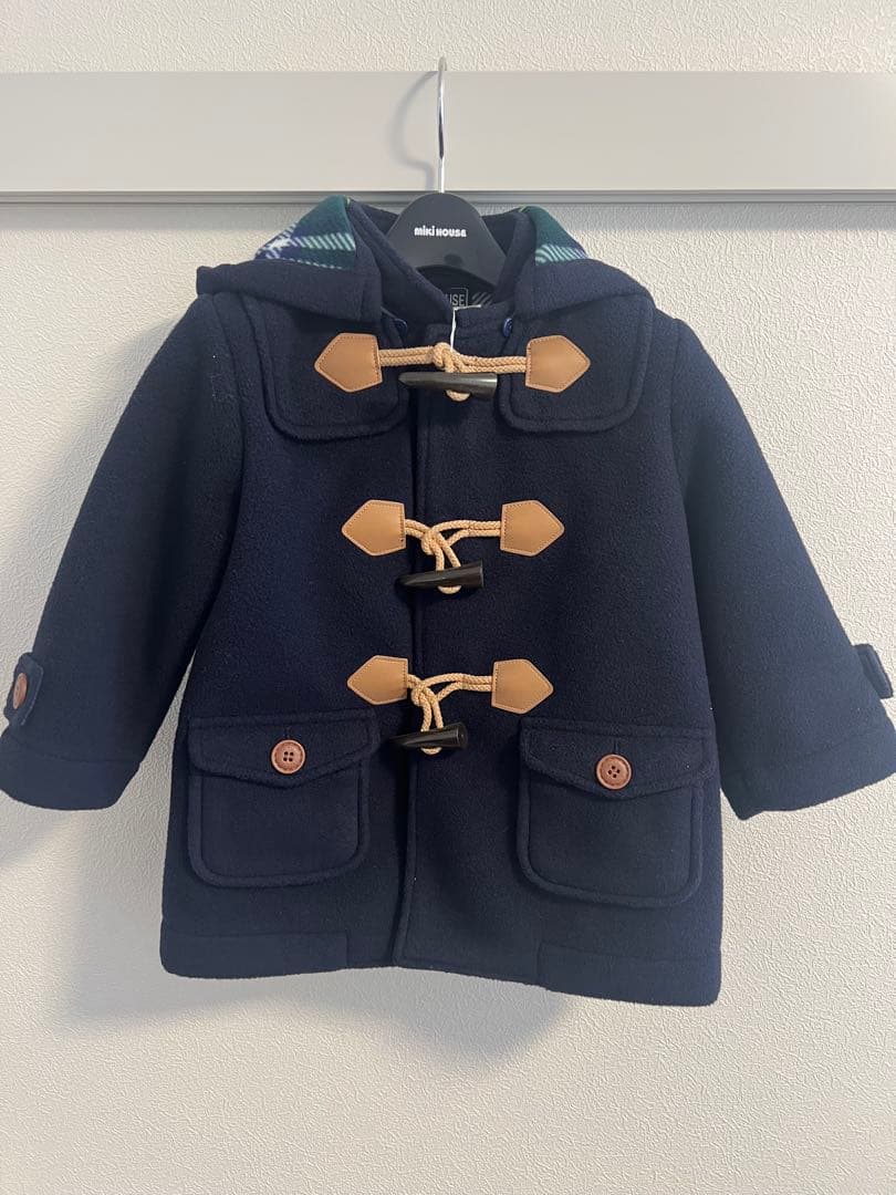 ミキハウス フリースダッフルコート ネイビー フード付き 90