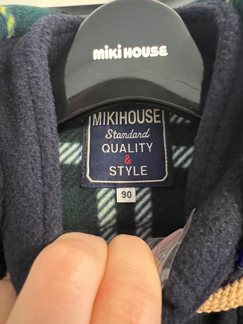 ミキハウス フリースダッフルコート ネイビー フード付き 90