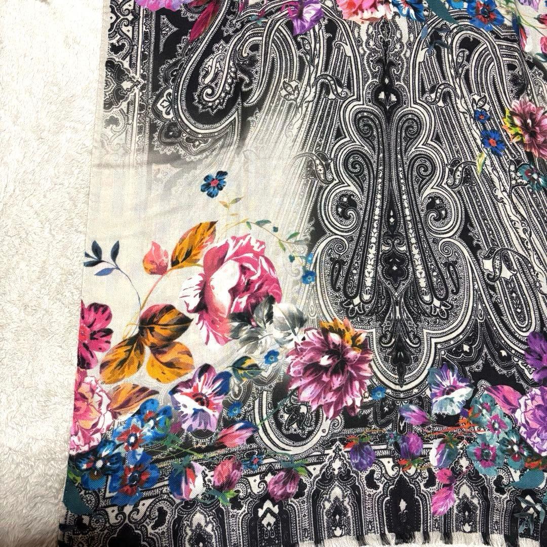 こまETRO ストール ペイズリー 花柄 カシミヤ シルク