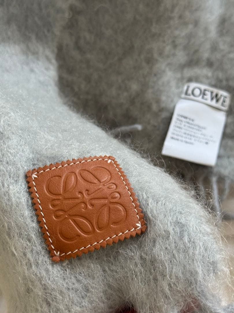 LOEWE グレー マフラー モヘア混紡