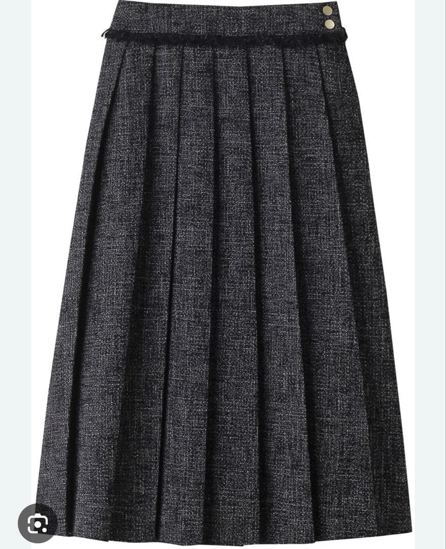 ebure エブール フリンジツイードスカート ネイビー38