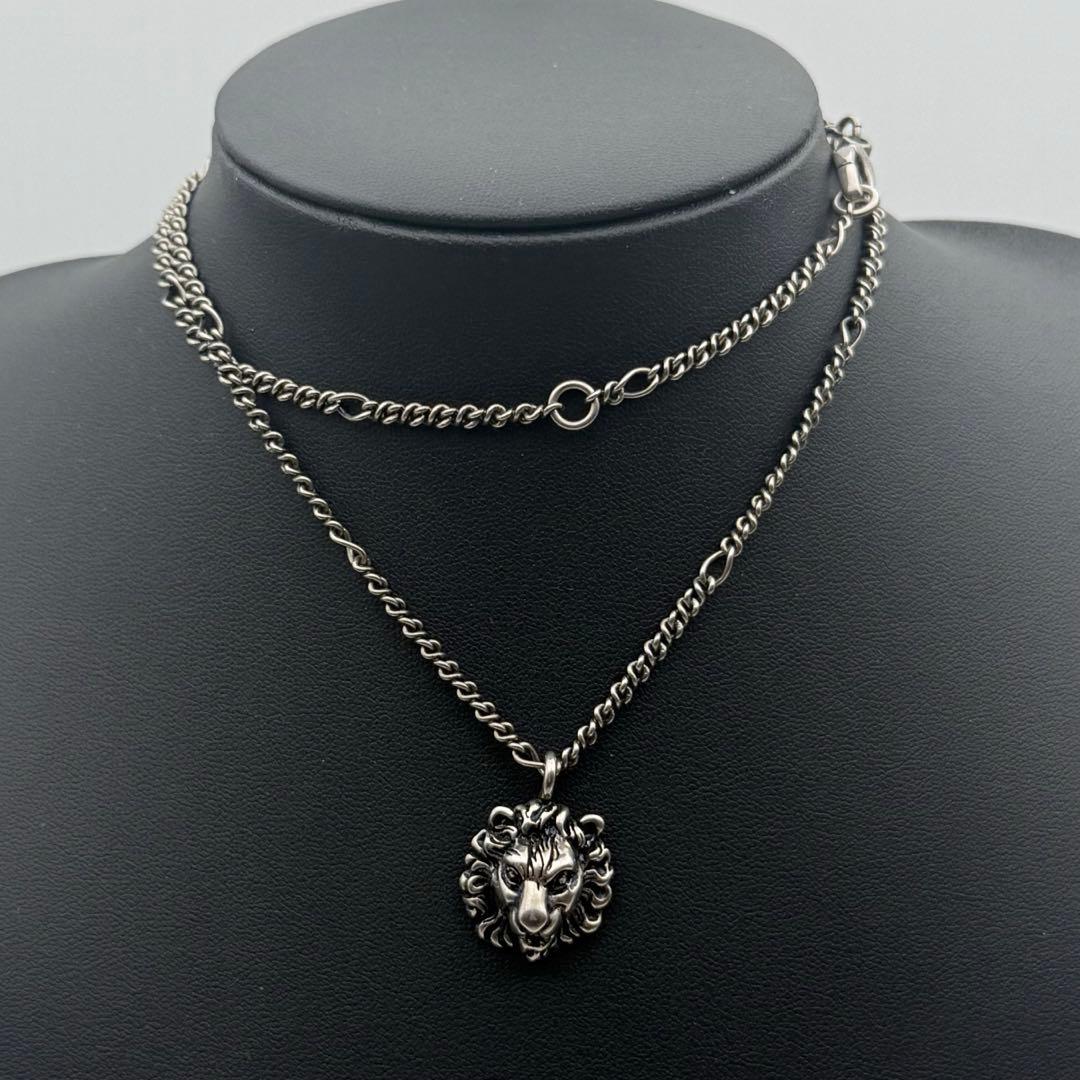希少/極美品✨グッチ ライオンヘッド ネックレス シルバー 410673