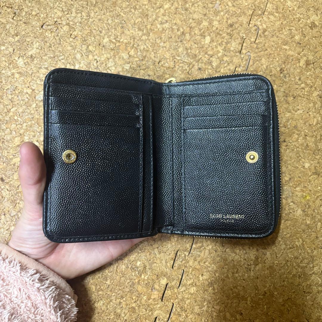 イヴサンローラン　YSL ラウンドジップ 財布　二つ折り ブラック