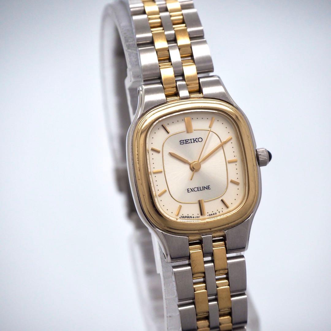 276 SEIKO Exceline レディース 時計 コンビ スクエア　希少