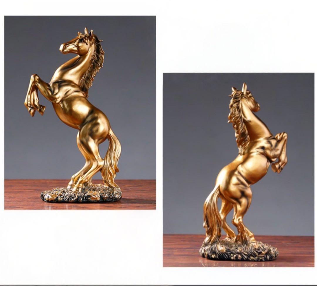 高級 金馬＆黒馬 風水 開運 置物 午年 インテリア 開運 オブジェ 高見え