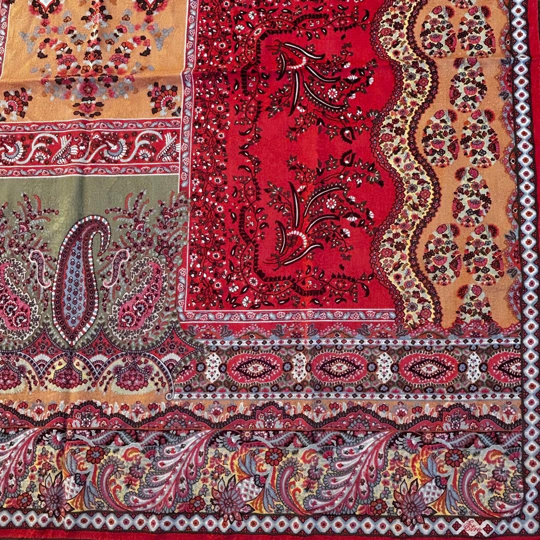 ETRO エトロ ペイズリー 大判 ストール シルク ウール　イタリア製　正方形